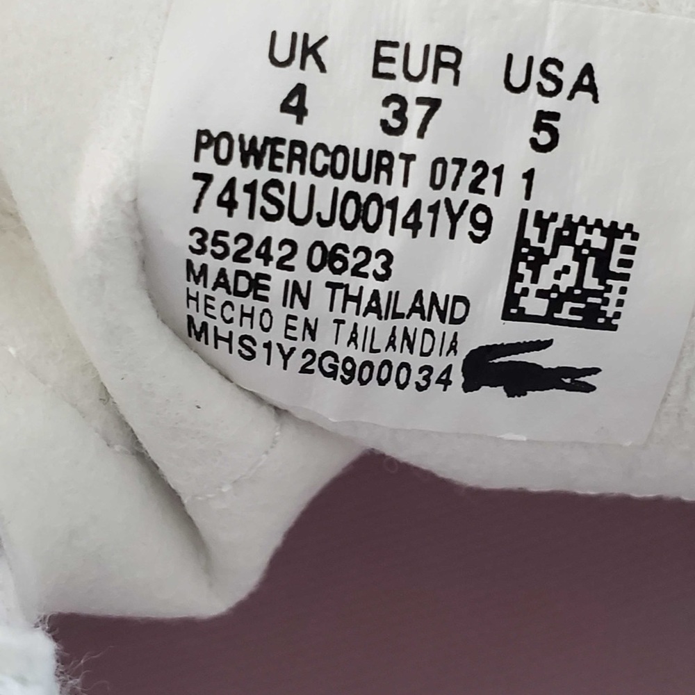 Lacoste Girls Powercourt Sneaker. White/Pink. New without box. - Picture 3 of 4